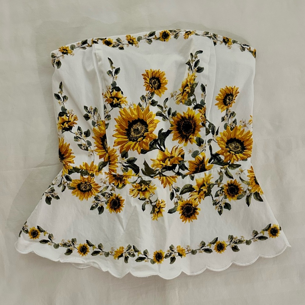 White House Black Market Floral Strapless Bustier
